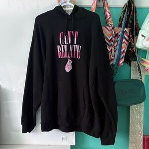 NWOT Jeffree Star Black Hoodie with Pink Can’t Relate Graphic